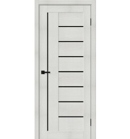 Дверь межкомнатная Браво-29 Экошпон, Bianco melinga, остекленная, black shine, царговая