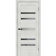 Дверь межкомнатная Браво-30.Л Экошпон Bianco melinga, остекленная, mirox grey, царговая