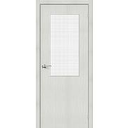 Дверь межкомнатная Браво-7 Экошпон Bianco Veralinga, остекленная, wired glass 12,5, кромка abs, каркасно-щитовая