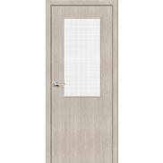 Дверь межкомнатная Браво-7 Экошпон Cappuccino Melinga, остекленная, wired glass 12,5, кромка abs, каркасно-щитовая