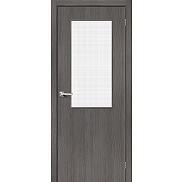 Дверь межкомнатная из эко шпона «Браво-7» Grey Melinga  остекление Wired Glass