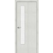 Дверь межкомнатная Браво-9 Экошпон Bianco Veralinga, остекленная, wired glass 12,5, кромка abs, каркасно-щитовая