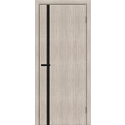 Дверь межкомнатная Мода-11 Экошпон Cappuccino Melinga, глухая, декор black shine, кромка обычная, каркасно-щитовая