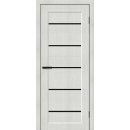 Дверь межкомнатная Мода-22 Экошпон Bianco melinga, глухая, декор black shine, кромка обычная, каркасно-щитовая