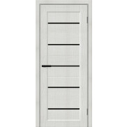 Дверь межкомнатная Мода-22 Экошпон Bianco melinga, глухая, декор black shine, кромка обычная, каркасно-щитовая