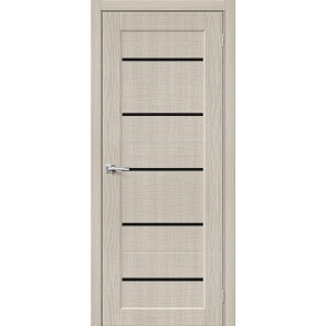 Дверь межкомнатная Мода-22 Экошпон Cream Melinga, black line, глухая, каркасно-щитовая