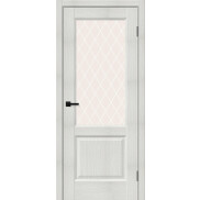 Дверь межкомнатная Неоклассик-33 Экошпон Bianco melinga, остекленная, white сrystal, филенчатая