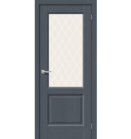 Дверь межкомнатная Неоклассик-33 Экошпон Stormy Wood, остекленная, white сrystal, кромка нет, филенчатая