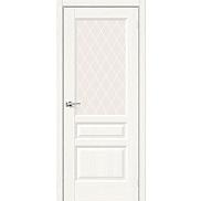 Дверь межкомнатная из эко шпона «Неоклассик-35» White Wood остекление White Сrystal