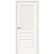 Дверь межкомнатная Неоклассик-35 Экошпон White Wood, остекленная, white сrystal, филенчатая
