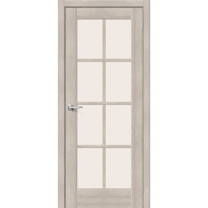 Дверь межкомнатная Прима-11.1 Экошпон Cappuccino Melinga, остекленная, magic fog, кромка нет, филенчатая