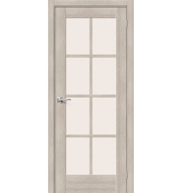 Дверь межкомнатная Прима-11.1 Экошпон Cappuccino Melinga, остекленная, magic fog, кромка нет, филенчатая