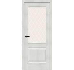 Дверь межкомнатная Прима-3 Экошпон Bianco melinga, остекленная, white сrystal, филенчатая