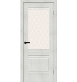 Дверь межкомнатная Прима-3 Экошпон Bianco melinga, остекленная, white сrystal, кромка нет, филенчатая