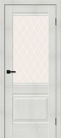 Дверь межкомнатная Прима-3 Экошпон Bianco melinga, остекленная, white сrystal, филенчатая