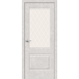 Дверь межкомнатная Прима-3 Экошпон Look Art, остекленная, white сrystal, кромка нет, филенчатая
