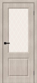 Дверь межкомнатная Скинни-13 Экошпон Cappuccino Melinga, остекленная, white сrystal, кромка пвх, скиновая
