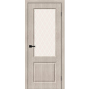 Дверь межкомнатная Скинни-13 Экошпон, Cappuccino Melinga, остекленная, white сrystal, кромка ПВХ, скиновая