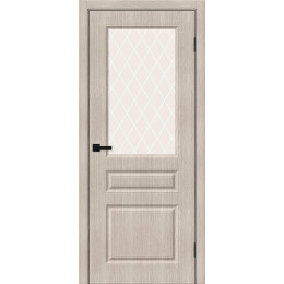 Дверь межкомнатная Скинни-15 Экошпон Cappuccino Melinga, остекленная, white сrystal, кромка обычная, скиновая