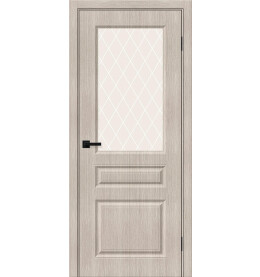 Дверь межкомнатная Скинни-15 Экошпон, Cappuccino Melinga, остекленная, white сrystal, скиновая