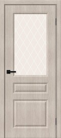 Дверь межкомнатная Скинни-15 Экошпон Cappuccino Melinga, остекленная, white сrystal, кромка пвх, скиновая