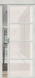 Дверь межкомнатная Твигги-11.3 раздвижная Экошпон Bianco Veralinga, остекленная, magic fog, царговая