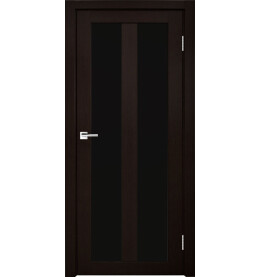 Дверь межкомнатная Z-5 Экошпон, Венге, остекленная, лакобель чёрный, царговая