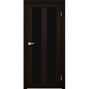 Дверь межкомнатная Z-5 Экошпон Венге, остекленная, лакобель чёрный, царговая