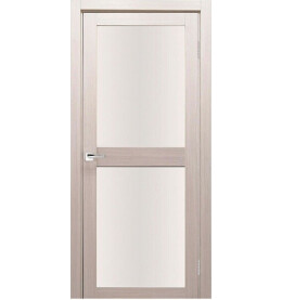 Дверь межкомнатная Z-6 Экошпон, Кремовая лиственница, остекленная, сатинат белый, царговая