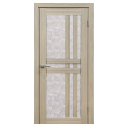 Дверь межкомнатная Z-8 Экошпон, Кремовая лиственница, остекленная, гранит прозрачный, царговая
