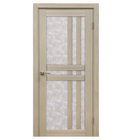 Дверь межкомнатная Z-8 Экошпон, Кремовая лиственница, остекленная, гранит прозрачный, царговая