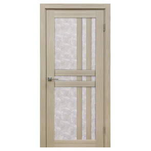 Дверь межкомнатная Z-8 Экошпон Кремовая лиственница, остекленная, гранит прозрачный, царговая