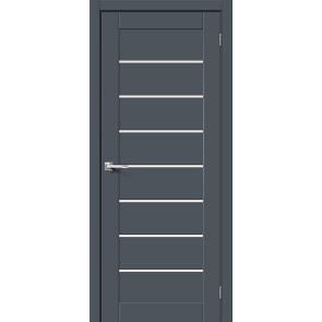 Дверь межкомнатная Браво-22 Эмалит Stormy Matt, остекленная, magic fog, царговая