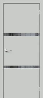 Дверь межкомнатная Браво-2.55.П Эмалит Grey Matt, остекленная, mirox grey, кромка нет, царговая