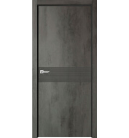 Дверь межкомнатная Севилья-17 Эмалит, Бетон тёмный, глухая, кромка алюминиевая в цвет полотна, каркасно-щитовая