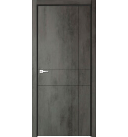 Дверь межкомнатная Севилья-2 Эмалит, Бетон тёмный, глухая, кромка алюминиевая в цвет полотна, каркасно-щитовая
