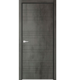 Дверь межкомнатная Севилья-20 Эмалит, Бетон тёмный, глухая, кромка алюминиевая в цвет полотна, каркасно-щитовая