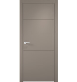 Дверь межкомнатная Севилья-21 Эмалит, Софт мокко, глухая, кромка алюминиевая в цвет полотна, каркасно-щитовая