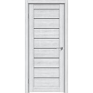 Дверь межкомнатная Future-538 ПВХ Дуб патина серый, остекленная, лакобель чёрный, кромка нет, царговая