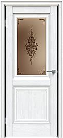 Дверь межкомнатная "Future-587" Дуб серена белый кристалл, стекло Сатин бронза бронзовый пигмент
