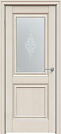 Дверь межкомнатная "Future-587" Дуб Серена керамика, стекло  Сатин белый лак перламутр