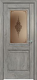 Дверь межкомнатная "Future-587" Дуб винчестер серый, стекло Сатин бронза бронзовый пигмент