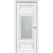 Дверь межкомнатная "Future-589" Дуб патина серый, стекло  Сатин белый лак перламутр
