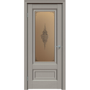 Дверь межкомнатная Future-599 ПВХ Дуб Серена каменно-серый, остекленная, сатин бронза лак прозрачный, царговая