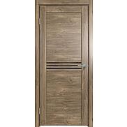 Дверь межкомнатная Future-601 ПВХ Дуб Винчестер трюфель, остекленная, лакобель чёрный, царговая