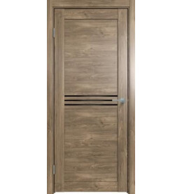 Дверь межкомнатная Future-601 ПВХ, Дуб Винчестер трюфель, остекленная, лакобель чёрный, царговая