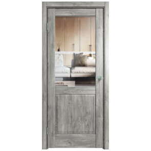 Дверь межкомнатная Future-629 ПВХ Дуб винчестер серый, остекленная, прозрачное, царговая