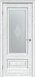 Дверь межкомнатная "Future-631" Дуб патина серый, стекло Сатин белый лак перламутр