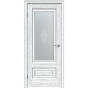 Дверь межкомнатная "Future-631" Дуб патина серый, стекло Сатин белый лак перламутр