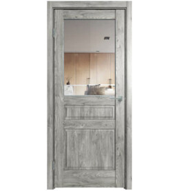 Дверь межкомнатная Future-633 ПВХ, Дуб винчестер серый, остекленная, прозрачное, царговая